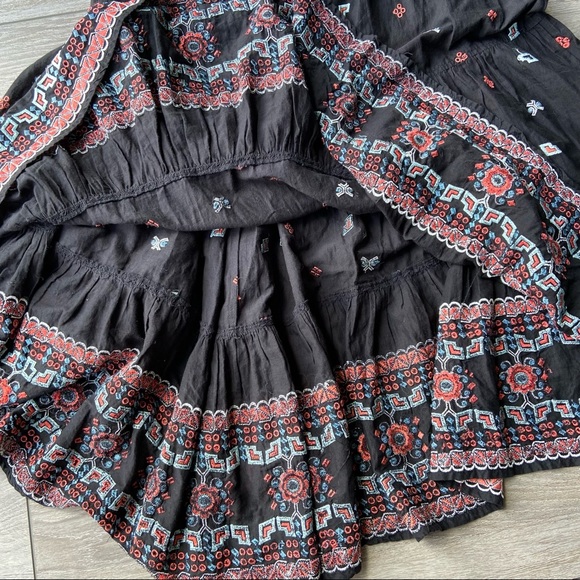 French Connection Floral Embroidered Tiered Boho Maxi Skirt - Picture 9 of 16